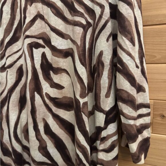 Chicos Travelers Sz 4/XXL Cotton Linen Blend Zebra Open Front Waterfall Caedigan - Picture 4 of 6